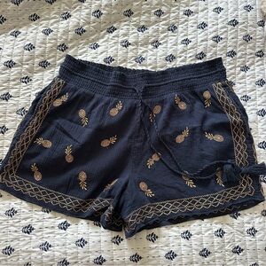 J. Crew Navy & Gold Embroidered Pineapple Shorts M